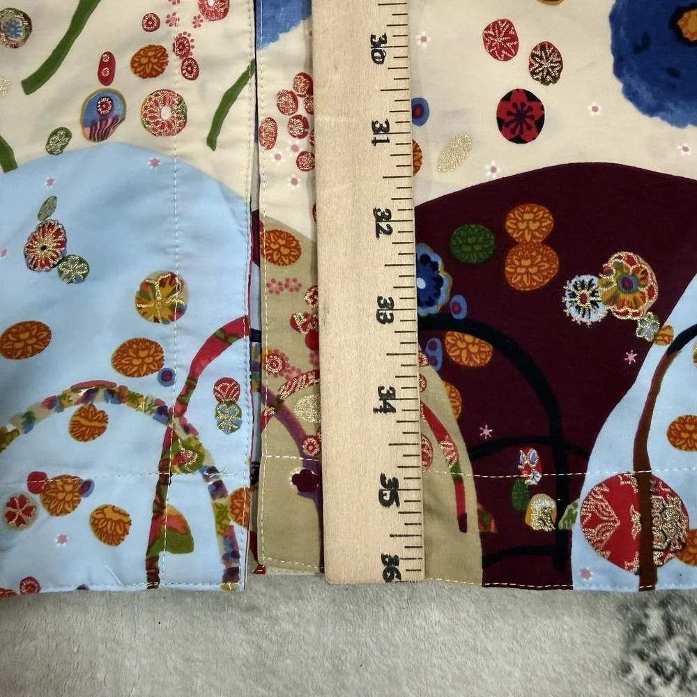 Diane Pieri Womens Size XS Floral Duster Jacket Colorful Art Print Open Front
